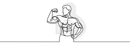 Photo for Continuous one line drawing of a weightlifter. Strong muscular man. One line illustration - Royalty Free Image