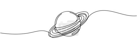 Photo for Continuous one line drawing planet Saturn - Royalty Free Image