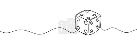 Photo for The game cube is drawn in one line. Continuous contour drawing of game cubes - Royalty Free Image