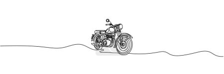 Eine durchgehende Linienzeichnung eines Motorrads.