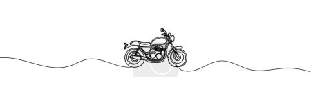 Eine durchgehende Linienzeichnung eines Motorrads.