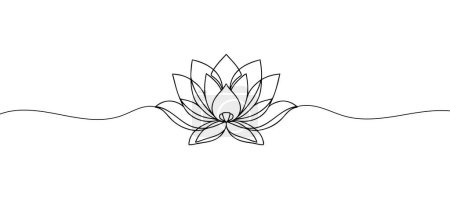 Ilustración de Flor de loto aislada sobre fondo blanco. Dibujo continuo de una línea. - Imagen libre de derechos