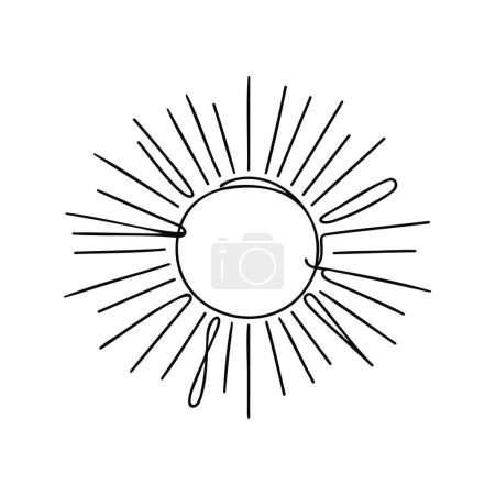 Photo for Sun One line drawing on white background. - Royalty Free Image