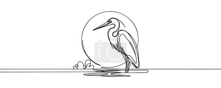 Photo for Vector continuous one line drawing of beautiful heron bird abstract best use for logo, banner, background minimalist design. - Royalty Free Image