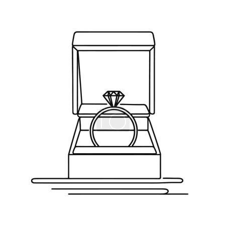 Photo for Wedding ring in a box, continuous line drawing. One line art, wedding rings. - Royalty Free Image