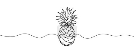 Photo for One continuous drawn line of pineapple drawn from the hand a picture of the silhouette. Line art. tropical fruit pineapple. - Royalty Free Image