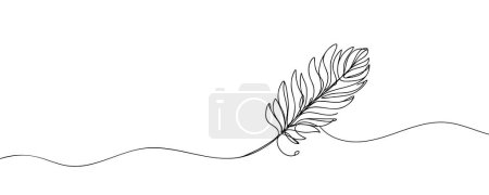 Photo for Continuous hand drawn for bird feather on white background. Abstract vector illustration. Vector - Royalty Free Image