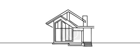 Photo for Modern house in one line continuous drawing style isolated on white background. Vector illustration - Royalty Free Image