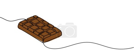 Téléchargez les illustrations : Chocolate bar one continuous line drawing. Unfolded chocolate minimal vector illustration - en licence libre de droit