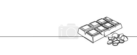 Photo for Chocolate bar one continuous line drawing. Unfolded chocolate minimal vector illustration - Royalty Free Image