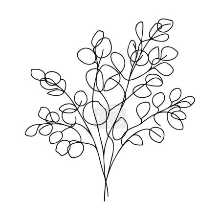 Photo for Eucalyptus branch continuous one line drawing. Abstract nature minimalist poster. Vector illustration - Royalty Free Image