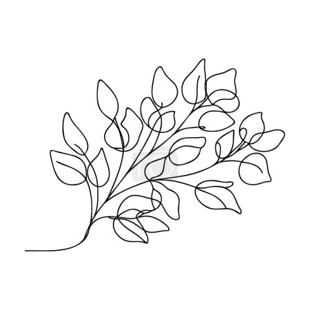Photo for Eucalyptus branch continuous one line drawing. Abstract nature minimalist poster. Vector illustration - Royalty Free Image
