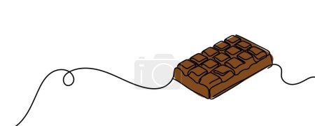 Photo for Chocolate bar one continuous line drawing. Unfolded chocolate minimal vector illustration - Royalty Free Image