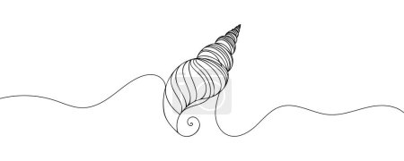 Photo for Seashell, continuous one line drawing. Vector minimalist linear illustration. - Royalty Free Image
