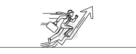 Photo for Continuous line art drawing of business man run into the top of up arrow for business, Vector illustration. - Royalty Free Image