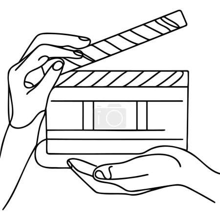 Photo for Continuous one line drawing of Film Clapper. - Royalty Free Image