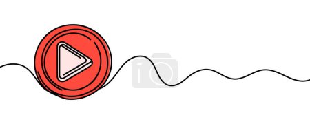 Photo for Play, multimedia sign line continuous drawing vector. One line Play, multimedia vector background - Royalty Free Image