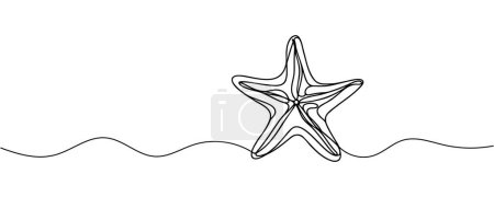Photo for Continuous one line drawing of sea starfish. Minimalistic art web banner. Vector illustration - Royalty Free Image