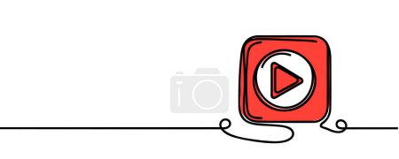 Photo for Play, multimedia sign line continuous drawing vector. One line Play, multimedia vector background - Royalty Free Image