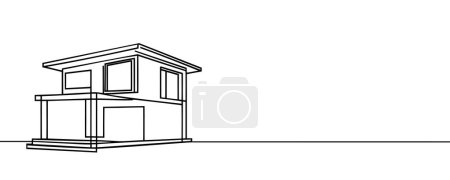 Photo for Modern house in one line continuous drawing style isolated on white background. Vector illustration - Royalty Free Image