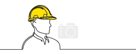 Photo for Single continuous line drawing of a young builder. Business concept of building architecture. Single line vector. - Royalty Free Image