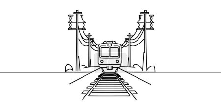 Photo for Continuous line vector illustration of a railway track. one line train - Royalty Free Image