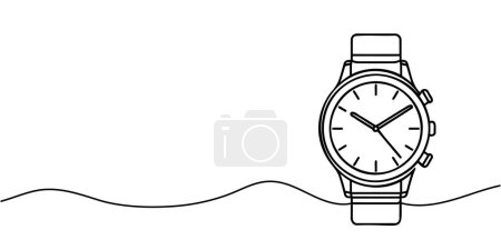Photo for Watch one line continuous. Line art watch isolated on transparent background. Hand drawn - Royalty Free Image