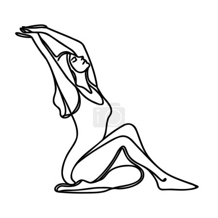 Photo for Continuous line art or One Line Drawing of a woman stretching arms is relaxing picture. vector illustration - Royalty Free Image