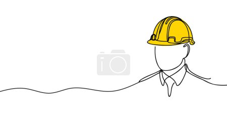 Photo for Single continuous line drawing of a young builder. Business concept of building architecture. Single line vector. - Royalty Free Image