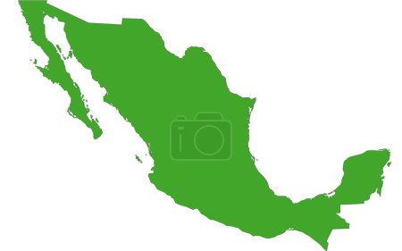 Karte von Mexiko mit grüner Farbe gefüllt