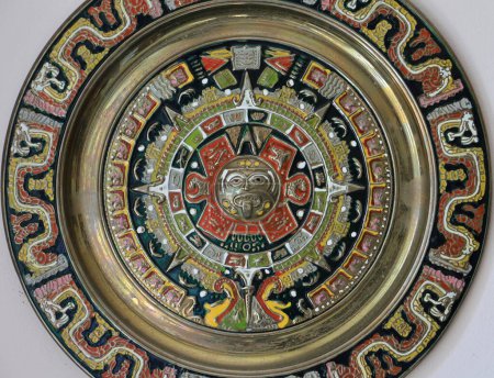 Vista de primer plano de un calendario azteca