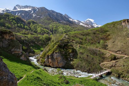 Photo for The mountain stream Doron de Chaviere, located along the Chaviere valley above Pralognan la Vanoise,Vanoise National Park, Northern French Alps, Tarentaise, Savoie, France - Royalty Free Image