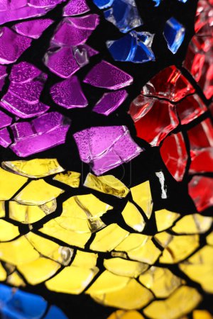 Colorful stained glass background. Close up 