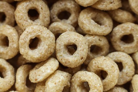 cereal rings on the background, full frame
