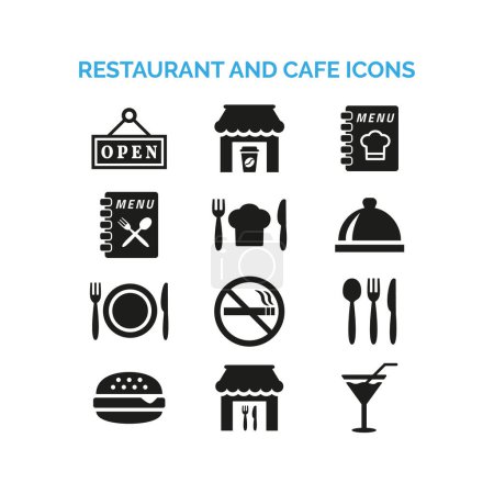 Symbole für Restaurants und Cafés auf weißem Hintergrund. Vektorillustration