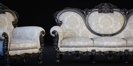 Photo for Classic sofa and armchair. 3D rendering - Royalty Free Image