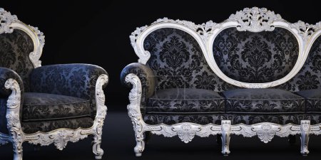 Foto de Sofá clásico y sillón. Renderizado 3D - Imagen libre de derechos