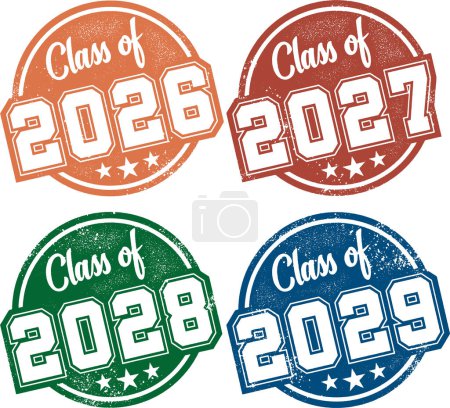 Illustration for Class of 2026, 2027, 2028 and 2029 Vintage Stamp - Royalty Free Image