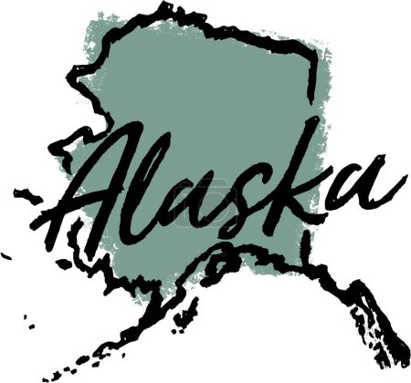 Téléchargez les photos : Alaska State USA Esquisse dessinée à la main - en image libre de droit