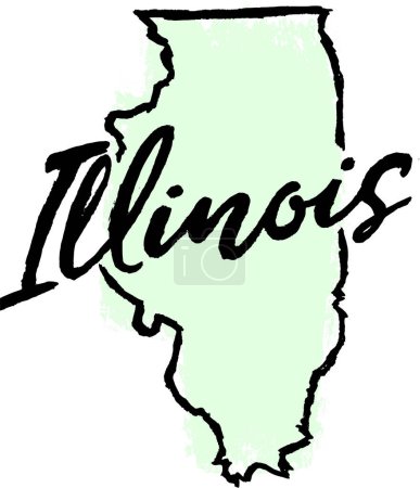Téléchargez les photos : Illinois State USA Esquisse dessinée à la main - en image libre de droit
