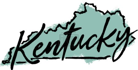 Téléchargez les photos : Croquis dessiné à la main de l'État du Kentucky aux États-Unis - en image libre de droit