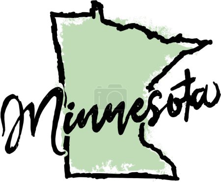 Téléchargez les photos : Minnesota State USA Esquisse dessinée à la main - en image libre de droit