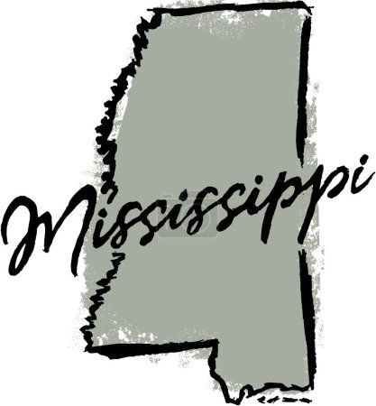 Téléchargez les photos : Mississippi State USA Esquisse dessinée à la main - en image libre de droit