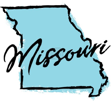 Téléchargez les photos : Missouri State USA Esquisse dessinée à la main - en image libre de droit