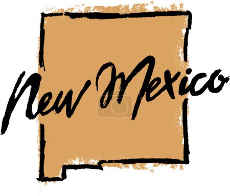 Téléchargez les photos : New Mexico State USA Esquisse dessinée à la main - en image libre de droit