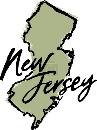 Téléchargez les photos : New Jersey State USA Esquisse dessinée à la main - en image libre de droit