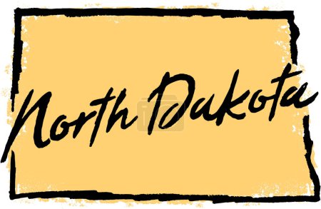 Téléchargez les photos : North Dakota State USA Esquisse dessinée à la main - en image libre de droit
