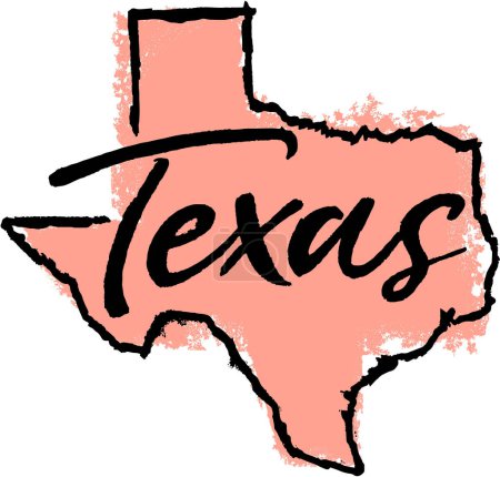 Texas State USA Hand Drawn Sketch Design