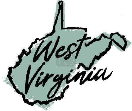 Téléchargez les photos : Croquis dessiné à la main de l'État de Virginie-Occidentale - en image libre de droit