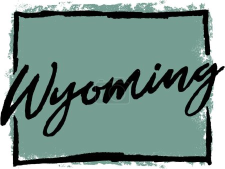 Téléchargez les photos : Wyoming State USA Esquisse dessinée à la main - en image libre de droit
